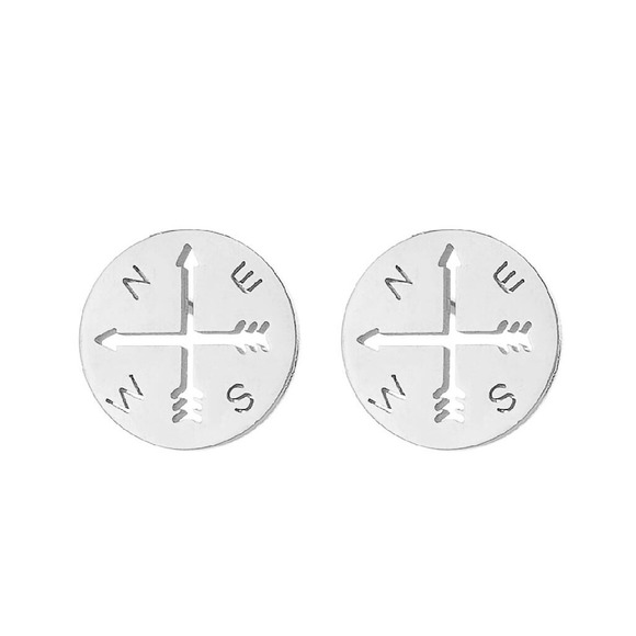 Silver Compass Earrings North South East West Stud‎ Earrings Travel Gift Jewelry - Picture 3 of 4